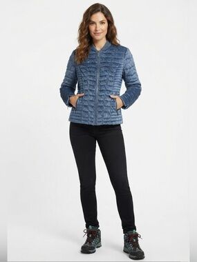 NWT Guess Water Resistant & Windproof Denim-Look Puffer Bomber Jacket - Size S